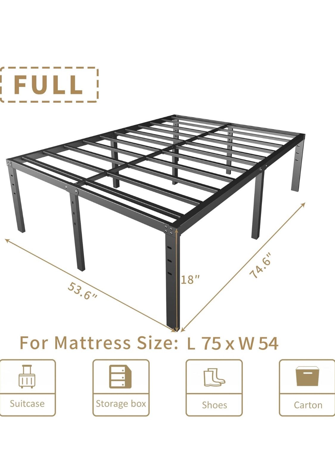 18 Inch Full Size Bed Frame New/ Open Box