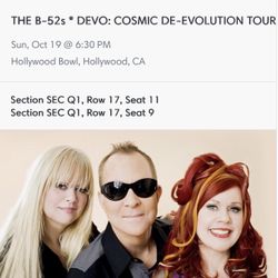 Two Tickets To See The B-52’s And DEVO 