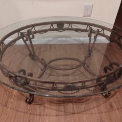 Wrought Iron Oval Coffee Table