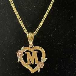 14k Brazilian Gold Plated Laminated Heart Pendant Chain