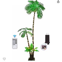 Brand New In The Box- Artificial Palm Trees for Outside Patio,Lighted Palm Tree 6Ft LED Christmas Tree Fake Tropical Plant Light for Tiki Bar Pool Por