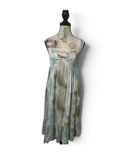 Forever 21 Fairycore 2012 Tie Dye Maxi Women’s Dress Blue Green Watercolor Boho Festival
