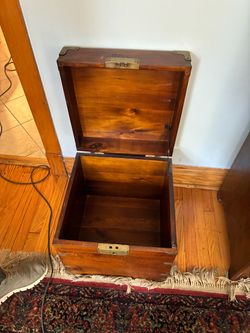 Wooden Storage Chest with Brass Hardware