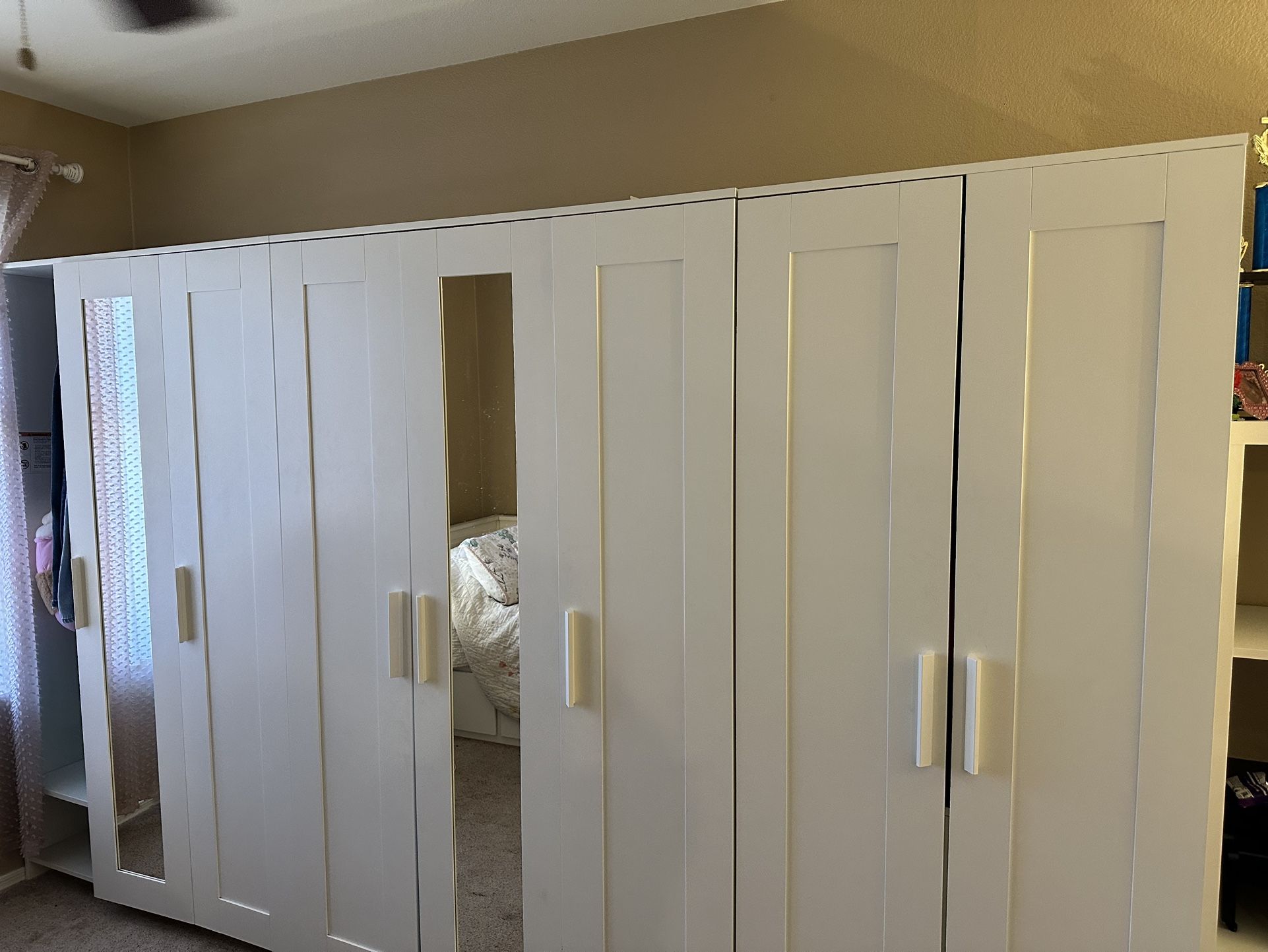 Three White IKEA Brimnes Wardrobe Closet Mirror