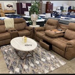 2pc Sofa Loveseat/ Financing Options 🌟 Brand New 🌟Huddle-Up Nutmeg Reclining Living Room Set🌟 Ashley 📣