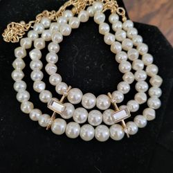 Gold Tone Pearl Necklace