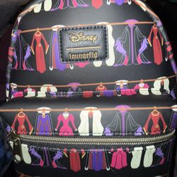 NWT Loungefly Disney Villains Dresses Mini Backpack In Black 