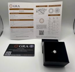 1CT VVS1 Moissanite Solitaire Ring GRA Certified 925 Silver
