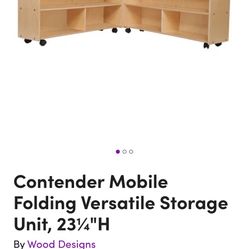 Mobile Folding Storage Unit, Baby/toddler Height Shelving 