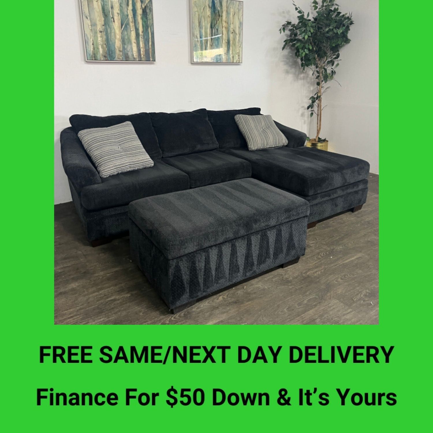 Reversible Sectional Couch Sofa Ottoman | Free Delivery!
