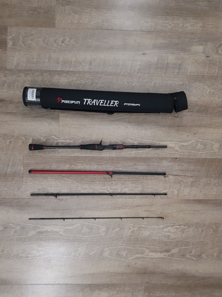 PISCIFUN TRAVELLER Baitcasting Rod 4 Piece Medium Heavy MH 7 Feet