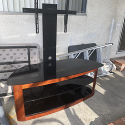 Glass Top TV Stand With Shelves