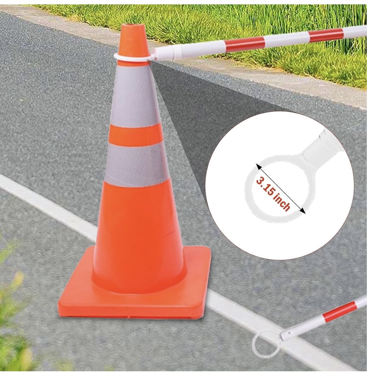 6 Pcs Retractable Traffic Cone Bar, Lightweight Cone Bars, Length from 4ft to 7.2ft, Road Cone Connecting Rod, White and Red, Perfect as Traffic Road