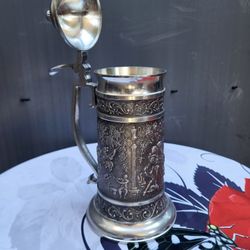 12" Beautiful Large Vintage BMF Zinn 95% German Pewter Beer Stein - Made in Germany