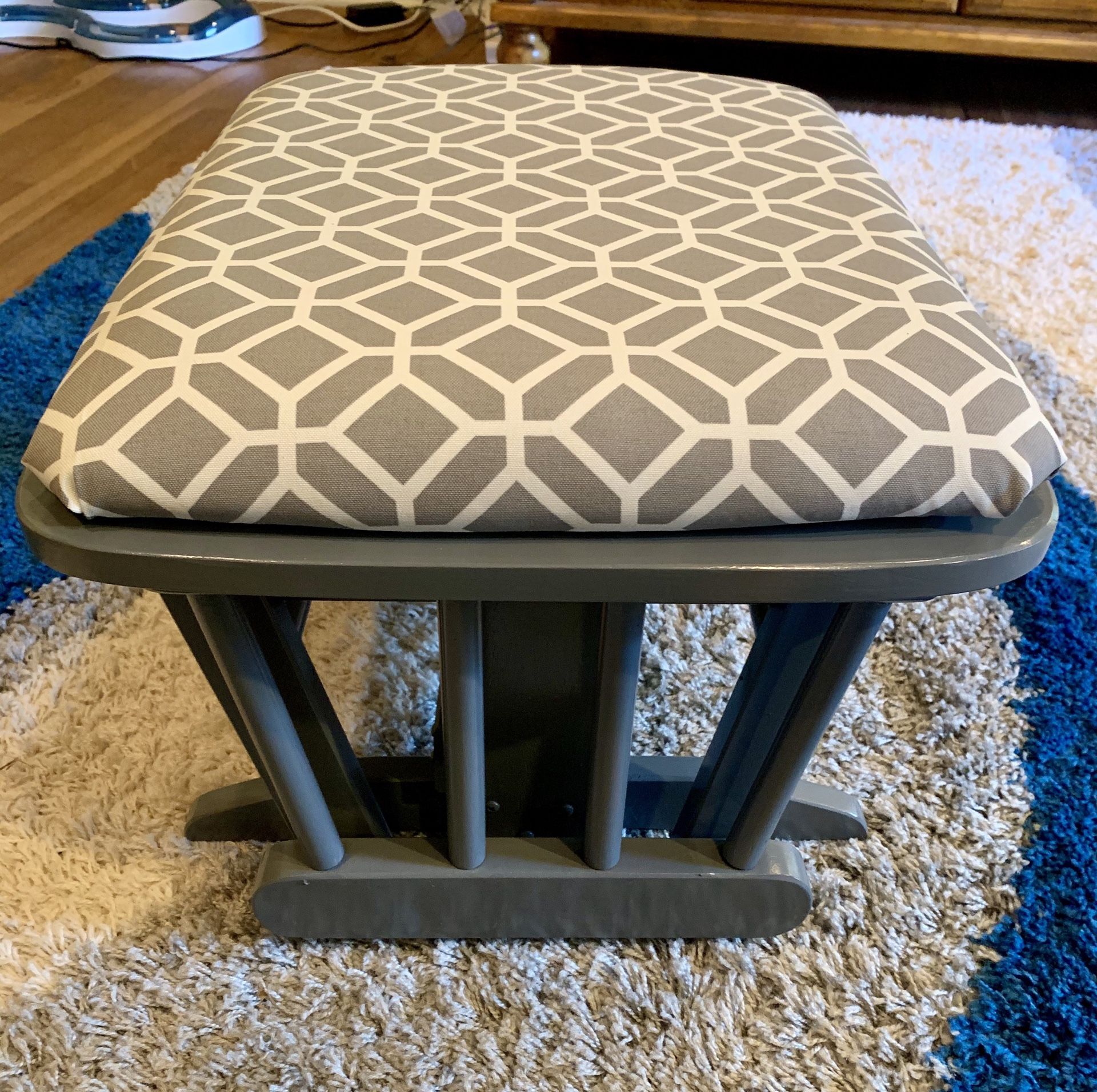 Gray Wood Gliding Ottoman Footstool Grey for Sale in Indianapolis, IN