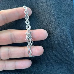 $399 OBO 925 Silver Bracelet With Black And White Diamonds. Price Is Negotiable!