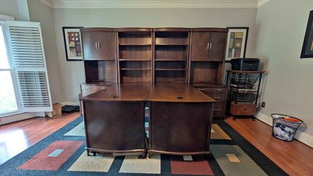 Solid Wood Office Desk with Hutch