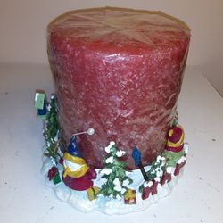 Xmas Candle With Ceramic Holder