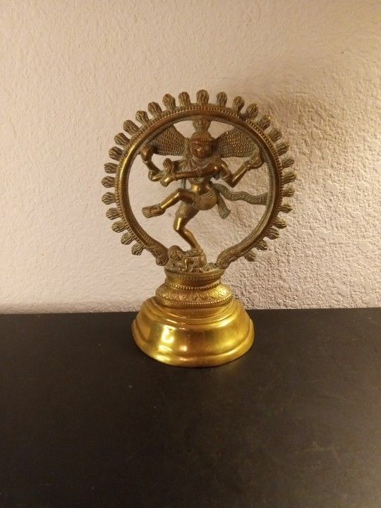 EXQUISITE VTG Solid Brass 8" Dancing God Nataraja Sculptural Single Bookend.