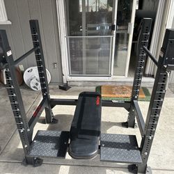 ETHOS incline/flat bench + bench press rack setup