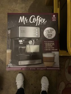 Mr. Coffee Programmable Espresso, Cappuccino, Coffee Maker with Automatic Milk Frother and 15-Bar Pump Stainless Steel Black