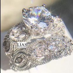 New 18k White Gold Wedding Ring Set 