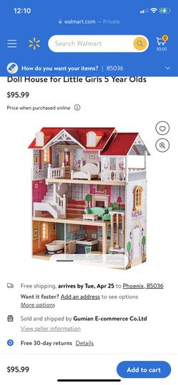 TOP BRIGHT Wooden Dollhouse with Elevator Dream Doll House for Little Girls  5 Year Olds