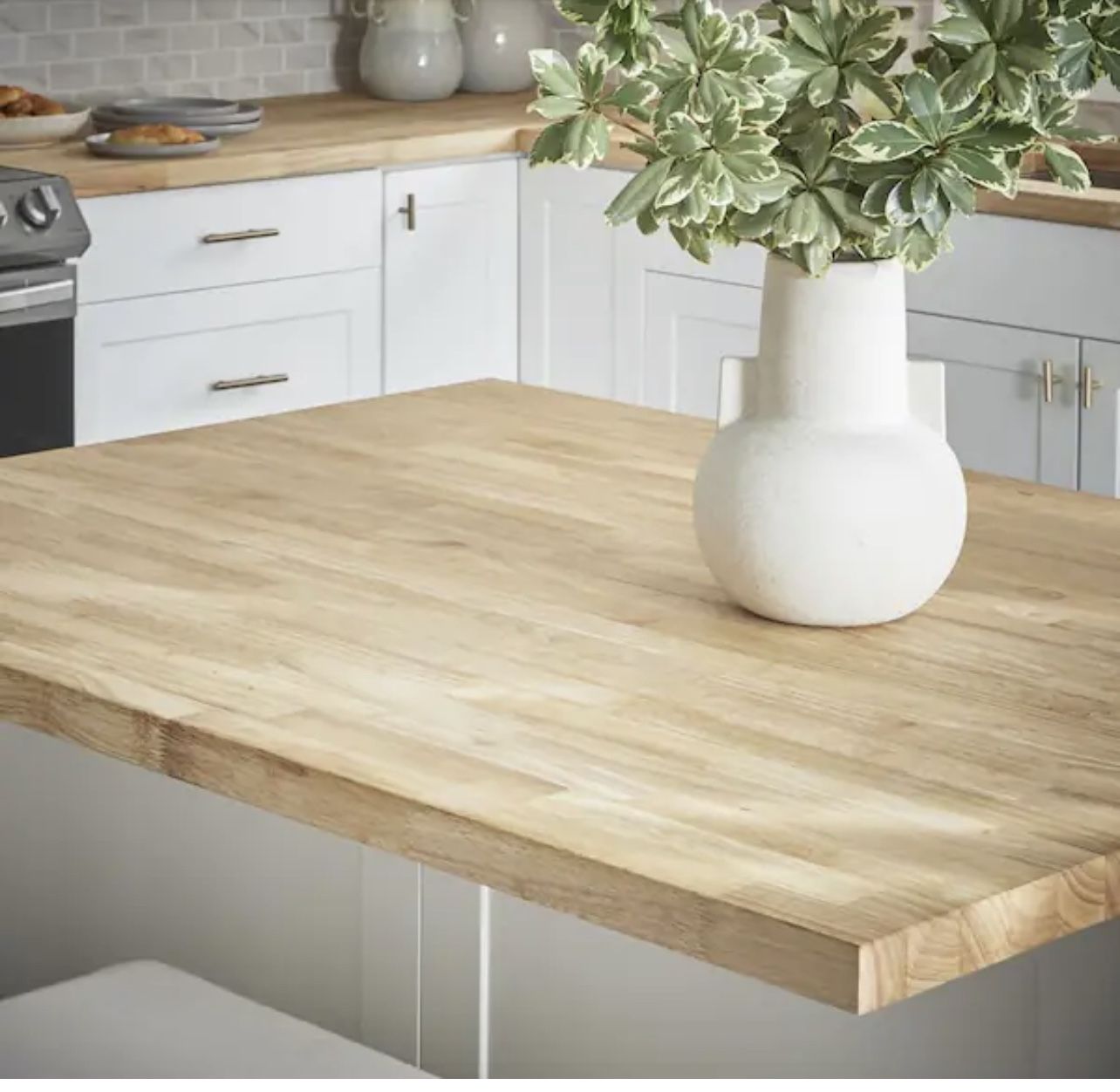 Hampton Bay 4 ft. L x 25 in. D Unfinished Hevea Solid Wood Butcher Block Countertop With Square Edge