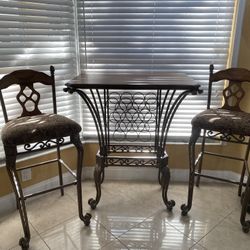 3-Piece Bistro/Pub Table Set — Table + 2 Bar Stools