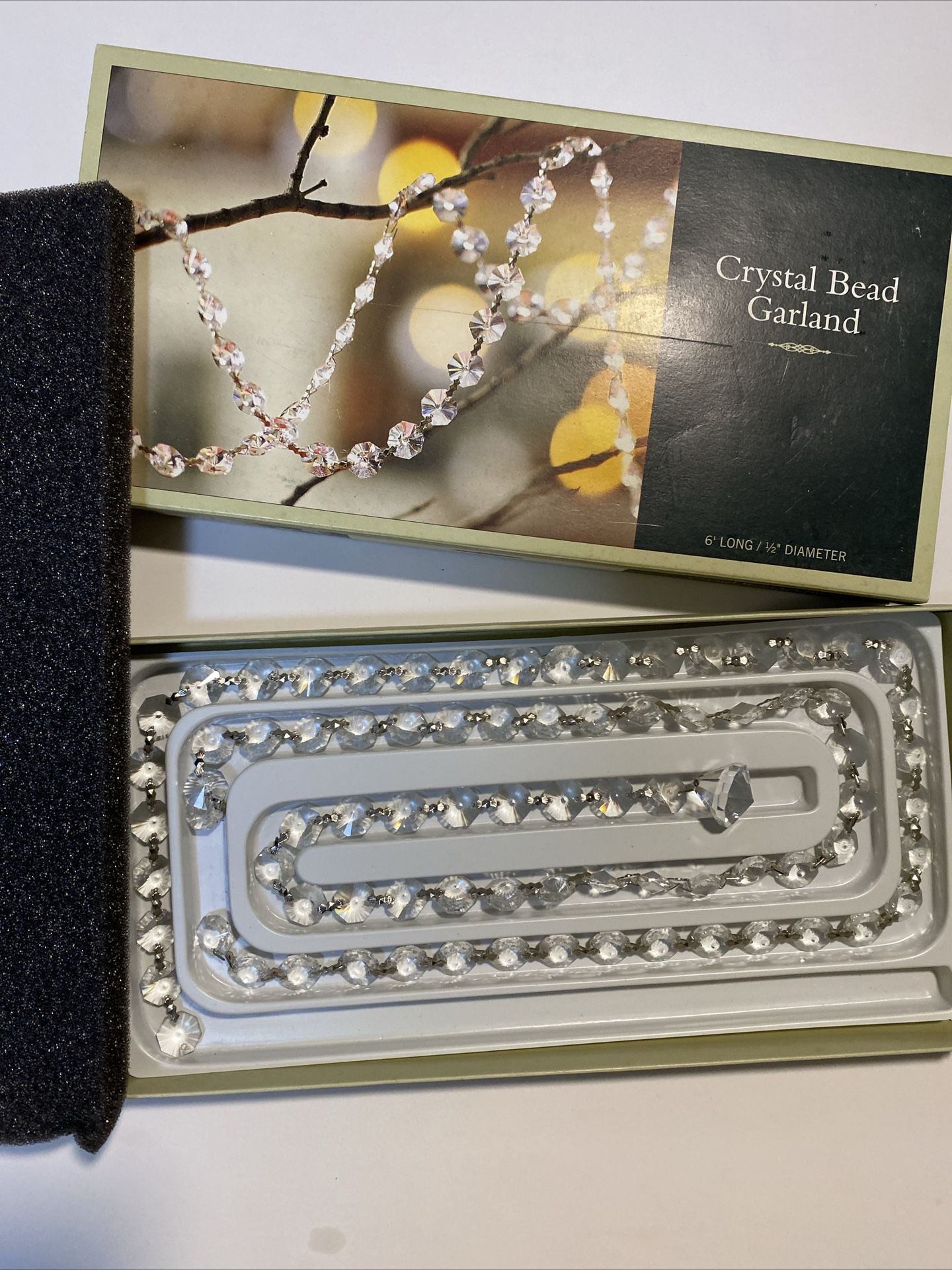 Smith & Hawken Hand Cut Faceted Crystal Beaded Garland Christmas 6” Feet Long