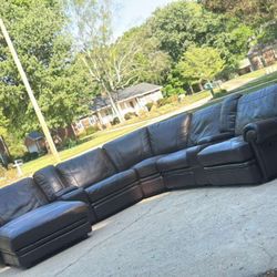Havertys Real Leather Reclining Sectional Free Delivery!