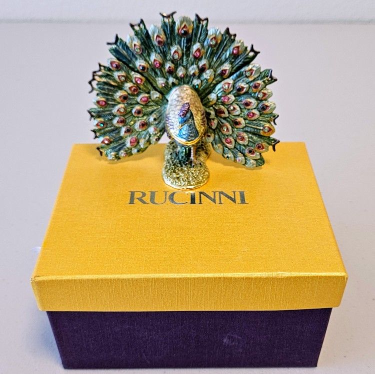 Rucinni Jeweled Peacock Trinket Box