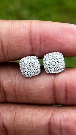 952 sterling silver Moissanite square earrings