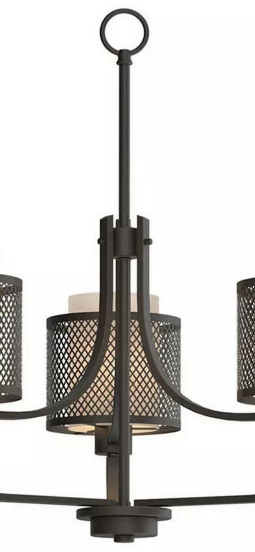 Summit Coll. 3- Light Bronze Mesh Chandelier w/ Inner Cream Fabric Shade by HDC