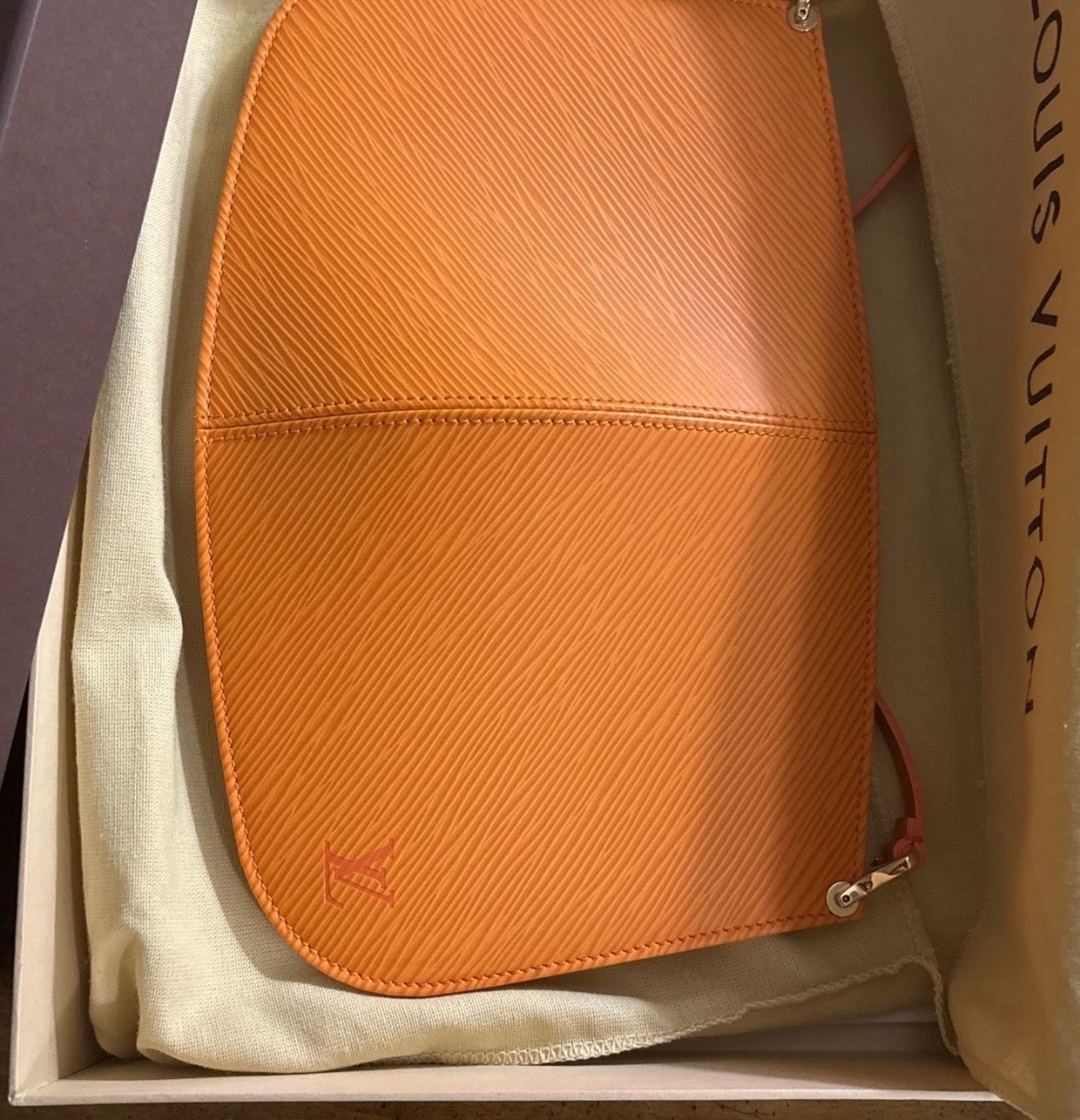 Pristine Vintage Louis Vuitton Demi Lune Pochette | Orange Epi Leather
