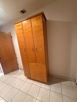 Tall Wooden Storage Cabinet with Doors
