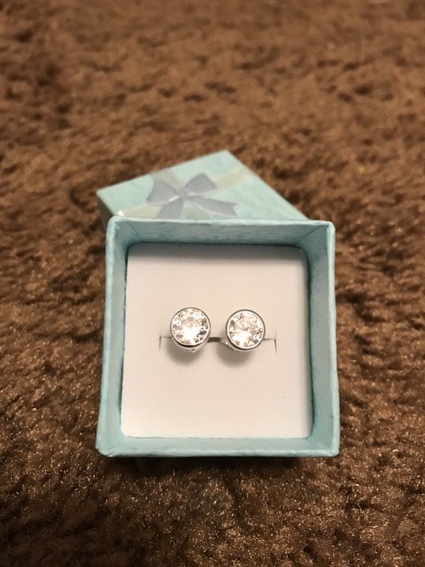 Women's sterling silver diamond cubic zirconia stud earrings