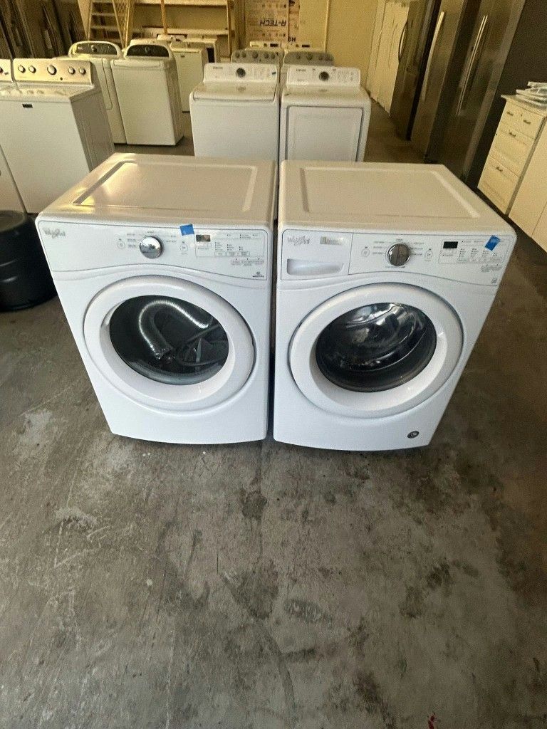 Xtra Lrg Capacity Wa sher Elec tric Dr yer Set Whirlpool Fully Covered Warranty!