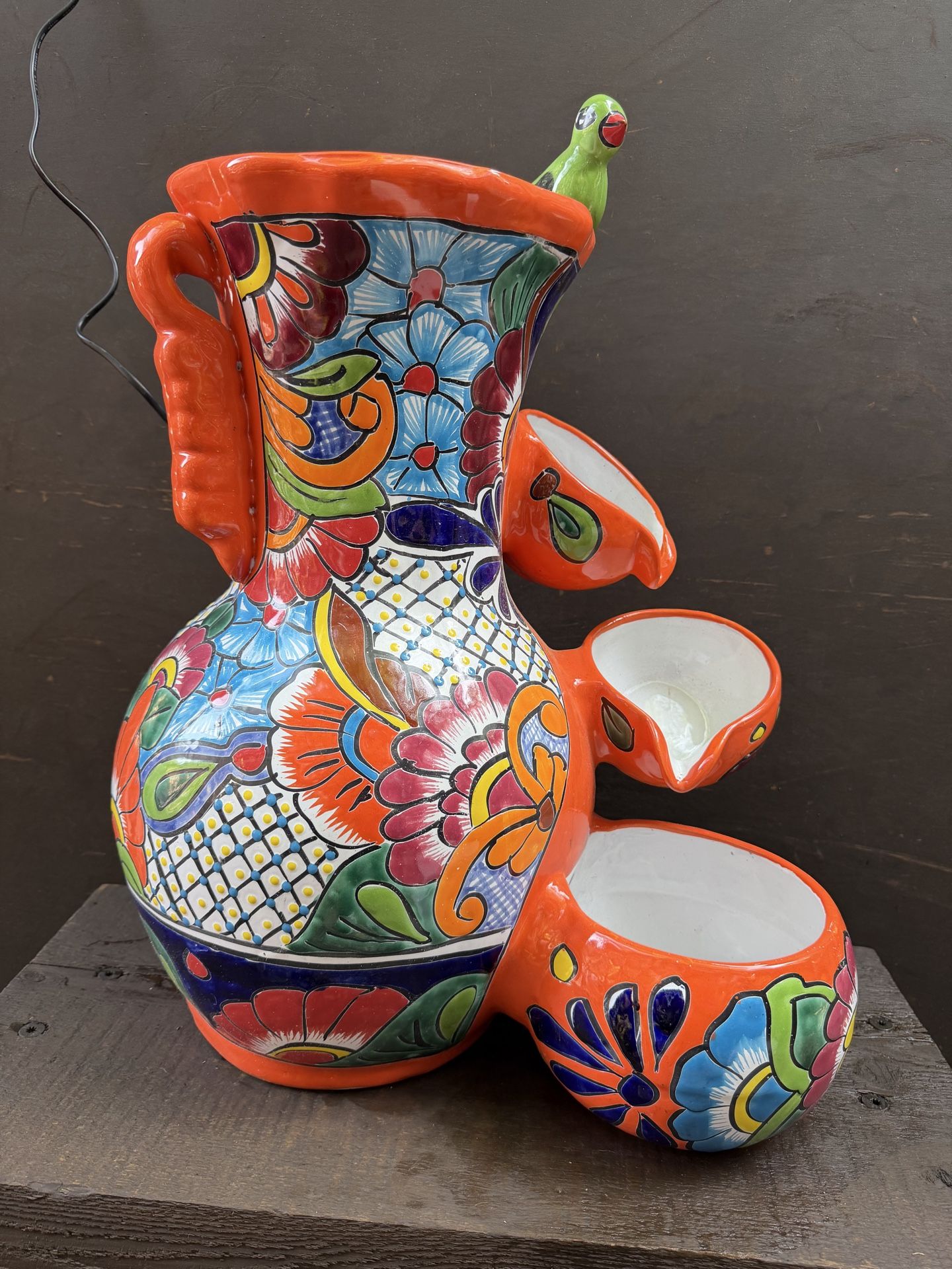 Mexican Talavera Water Fountain, Pottery, Clay Pot, Planter.