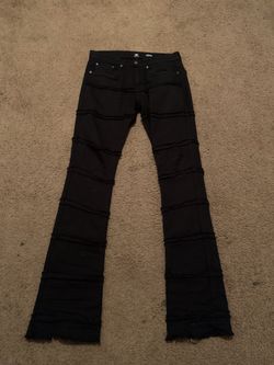 Black Denim Stacked Joggers