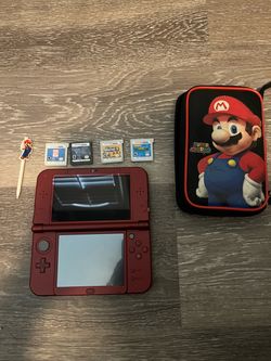 Nintendo 3DS XL Red with Games and Case