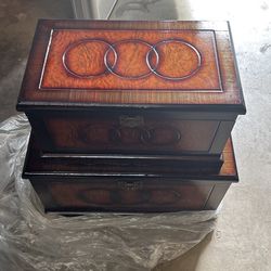 $50 - 2 Piece Wooden Engraved Chests 
