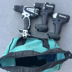 Makita Cordless Drill & Impact Driver Set (2 Tools) w/ Tool Bag (ONLY THE TWO BLACK DRILLS, FIRST DRILL NOT INCLUDED)