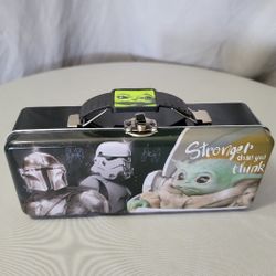 Star Wars Baby Yoda Tin Tool Box  - Pencil Box Storage- Handle /  Latch  / Hinge  - Like New Condition!