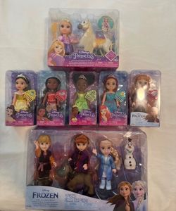 Brand new Disney Princess & Frozen doll lot. All items are sealed and unopened.
