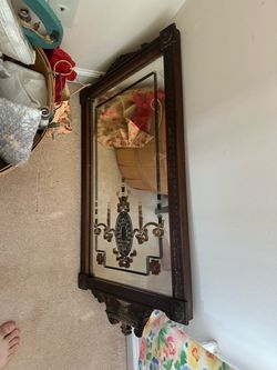 Vintage Ornate Wood Framed Wall Mirror