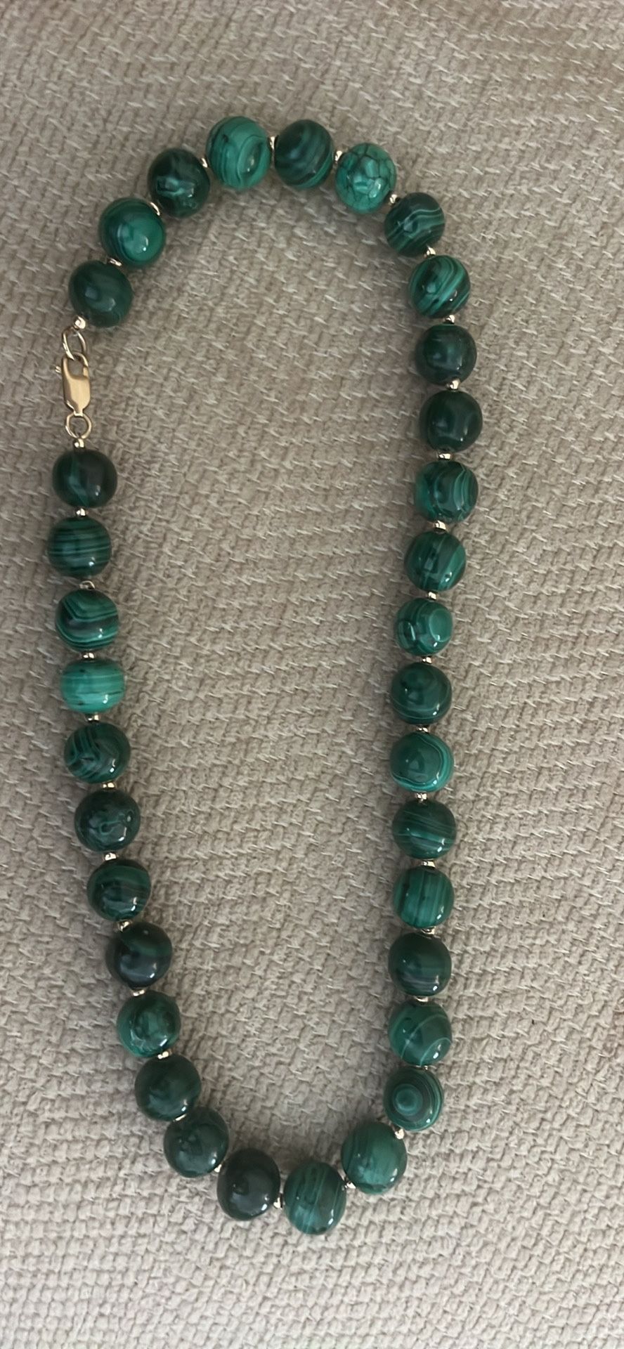 Malachite authentic with 14 gold necklace