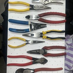 Milwaukee, Klein  Set of cutters pliers and strippers     Keywords : Marco tools, Mac tools, SnapOn tools snap on lifetime warranty, standard, metric 