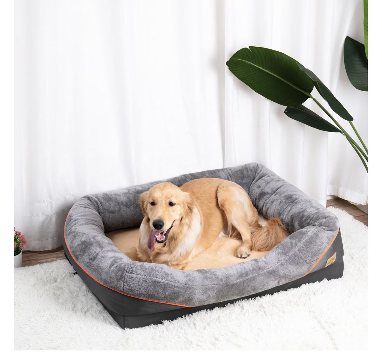 XLarge Memory Foam Dog Bed, Orthopedic Dog Bed & Sofa with Removable Washable Cover and Squeaker Toy as Gift