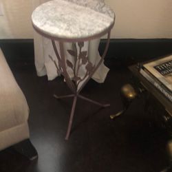 Vintage Marble Top Accent Table 